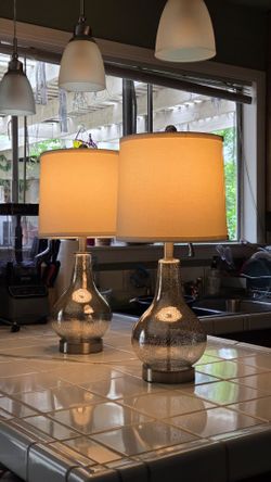 Lighting Ledger 21" Mercury Glass Accent USB Lamps Set of 2