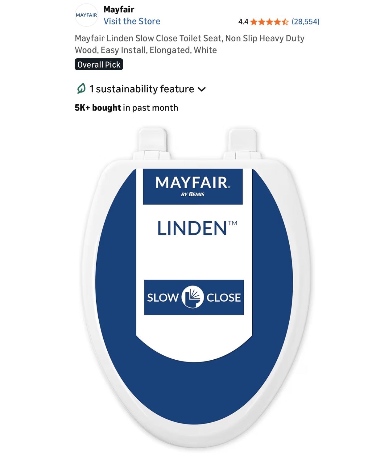 Mayfair Linden Slow-Close Toilet Seat – Elongated (Factory Sealed)