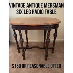 Vintage Antique Mersman Six Leg Radio Table