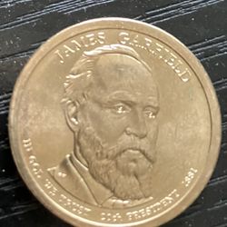 James Garfield $1 Gold Tone Presidential coin
