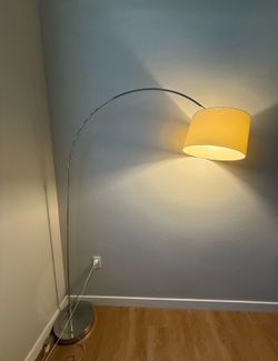 IKEA Arched Floor Lamp – Modern Chrome Arc Lamp w/ Fabric Shade