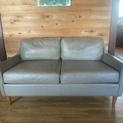 Gray Leather Loveseat Sofa