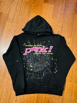 Sp5der x Pink! Black Graphic Hoodie