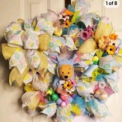 Pooh Loves Easter Too 1999 Beanie Baby, Eggs, Butterflies, Flowers 20" New