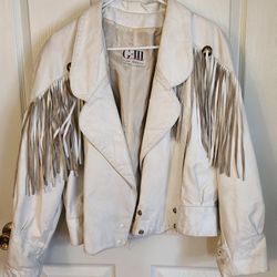 Women's Leather Fringed Jacket - Medium To Large
