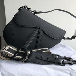 Authentic Dior Saddle Women Bag Shoulder Bag Crossbody Bag Frosted Black
