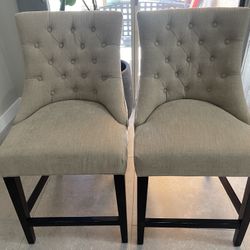 2 PotteryBarn Hayes Tufted Upholstered Stools