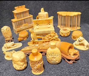 Carved Bone Collection 15 Pieces