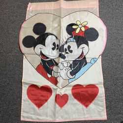 Vintage Disney Mickey & Minnie Mouse Valentines Day large 31 x 42 double sided garden flag 