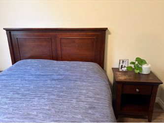 Solid Walnut Wood End Table & Matching Headboard