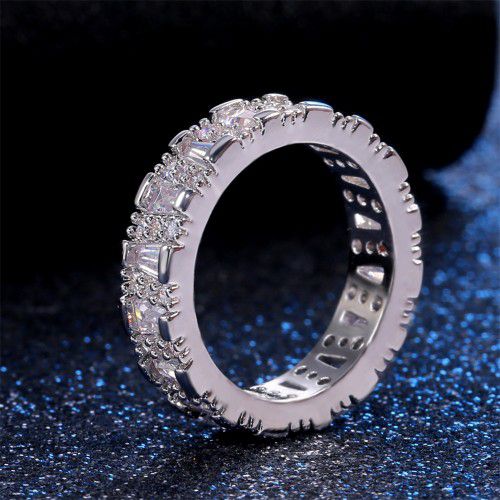"Eternity Thin Baguette Engagement Trapezoid Stone CZ Band for Women, L169
 
