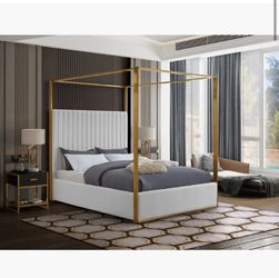 White And Gold Canopy Bed King Size