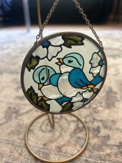 Beautiful Vintage Stained Glass Suncatcher w/ Stand