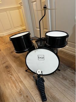 Kids BCP Drum Set with Bass Pedal, Cymbal & Drumsticks – Great Condition