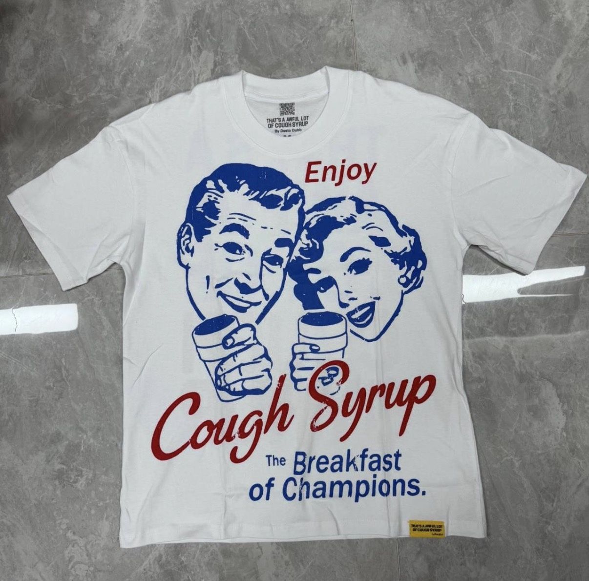 ALOCS “BREAKFAST OF CHAMPIONS” WHITE TEE SIZES M & L