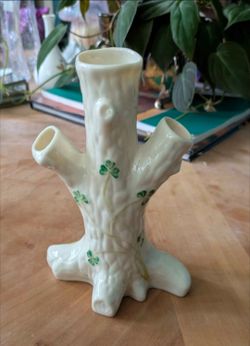 Vintage Belleek Tree Trunk Bud Vase 6- 1/4 Tall