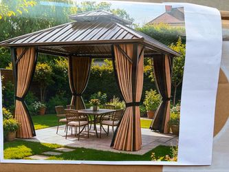 Hardtop Outdoor Gazebo with Curtains