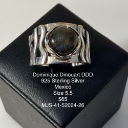 Size  5 1/2 Ring, Sterling Silver “925”, Designer Dominique Dinouart, “DDD” “ mexico”