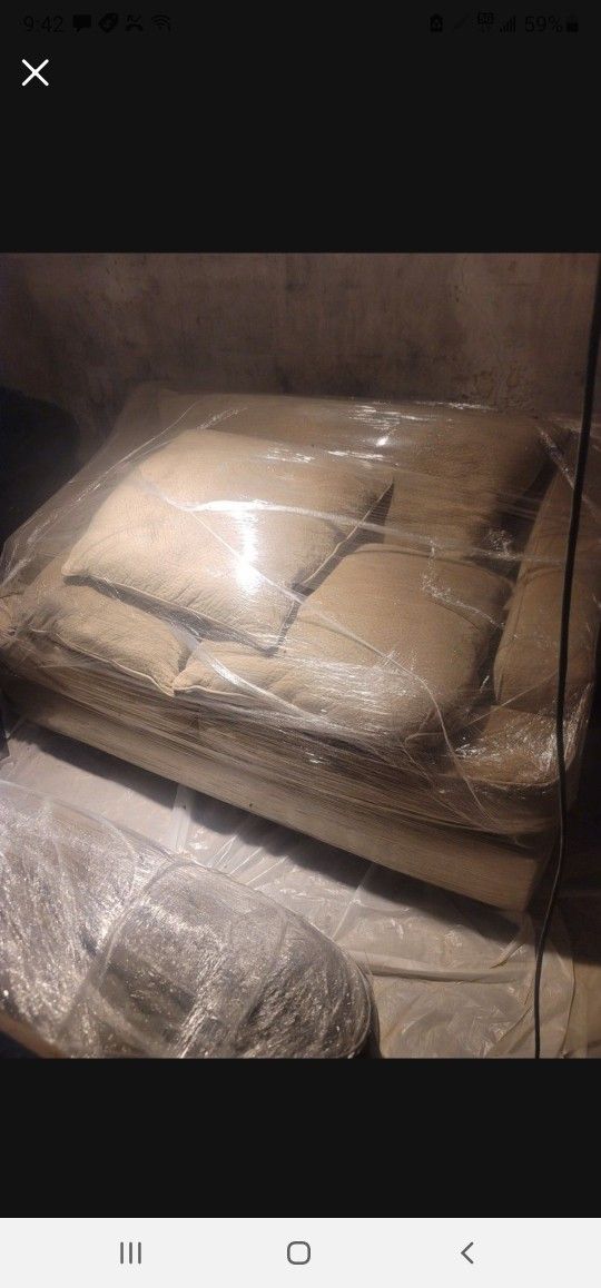 A Couch And Full Size Bed Frame $140