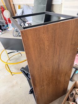 Wood and Black Metal Desk Frame 55 inch