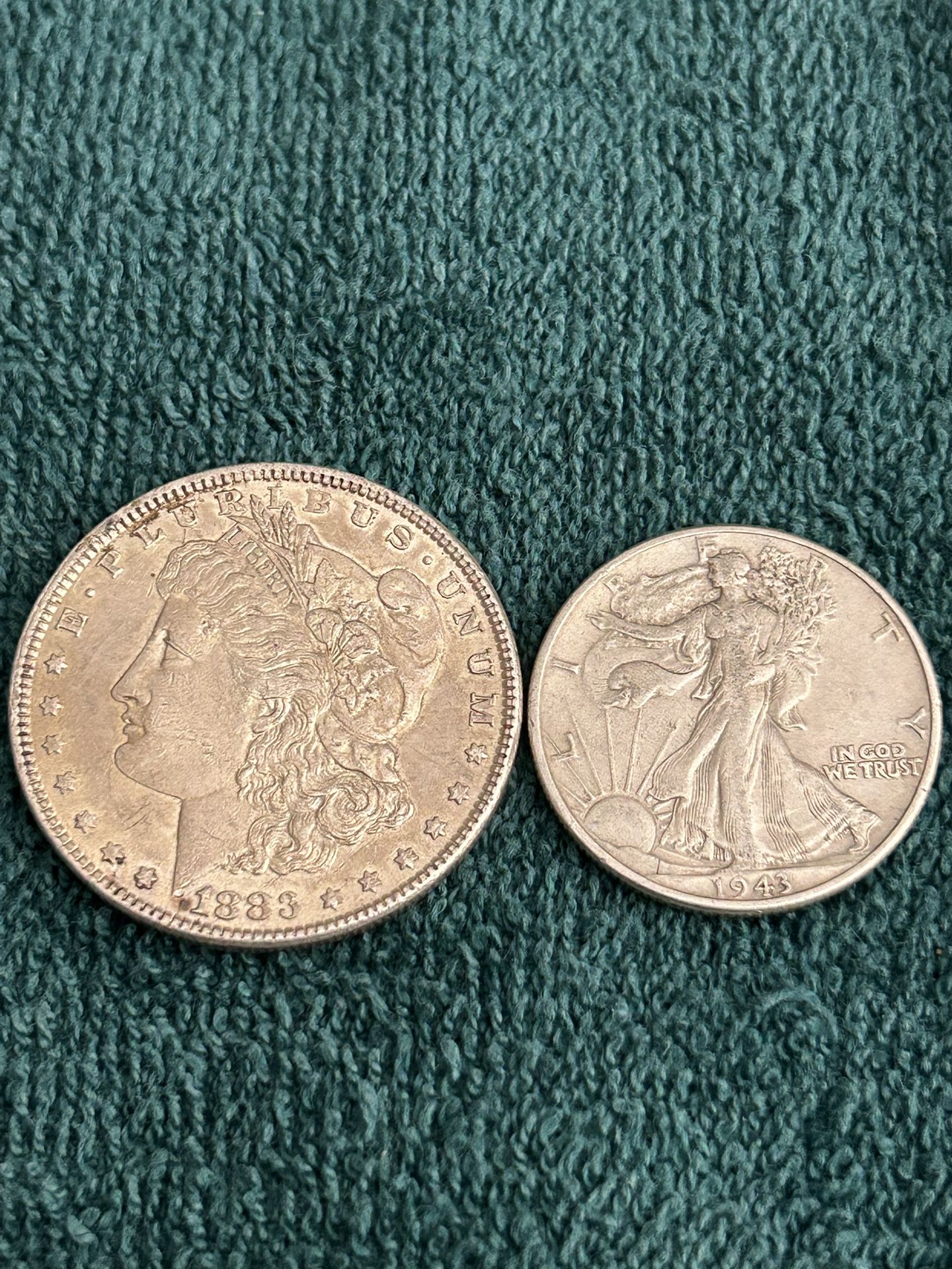 Morgan, Silver Dollar And Walking Liberty Half Dollar