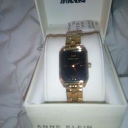 Anne Klein Octagonal Gold Tone Metal Bracelet Watch