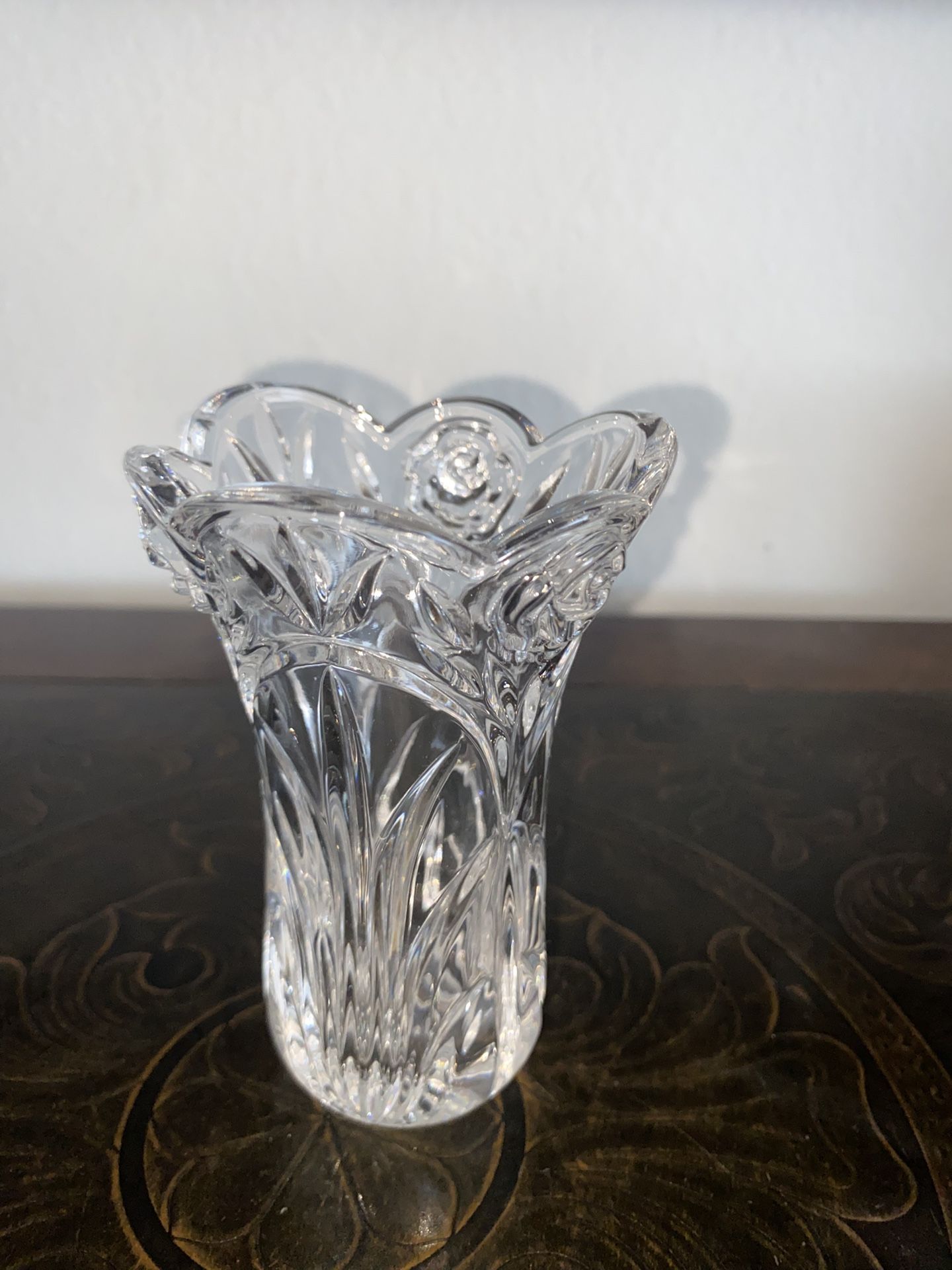 Beautiful Etched Crystal Vase