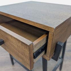 Industrial Wood and Metal Nightstand