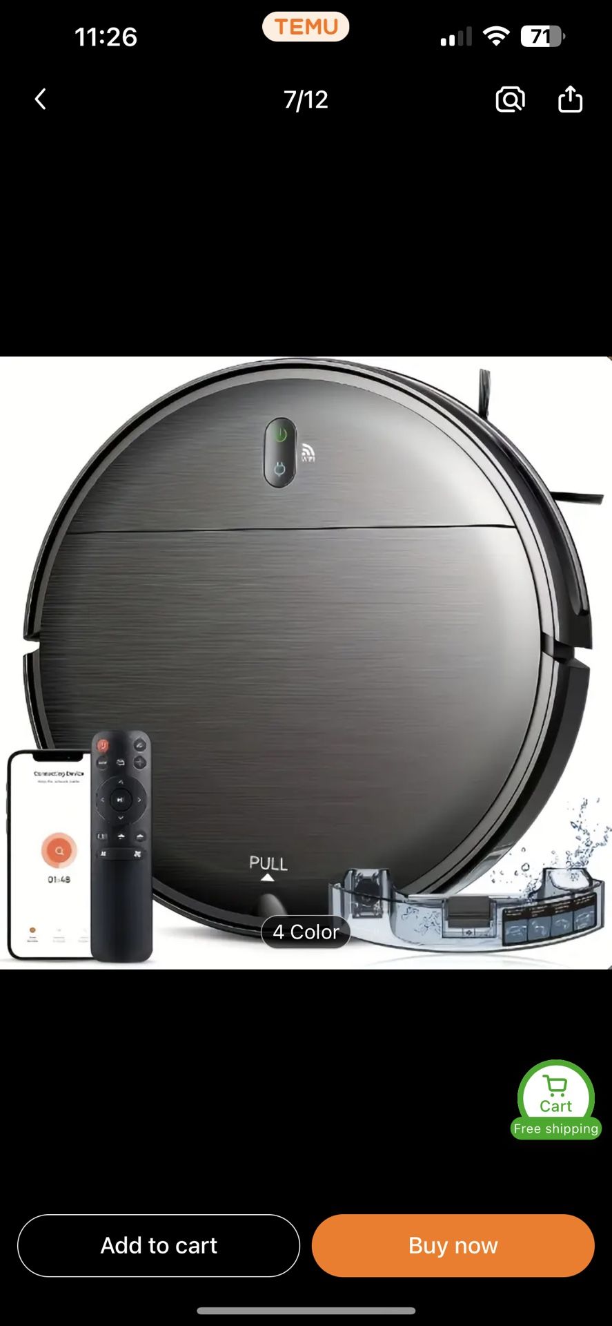 2-in-1 Robot Vacuum and Mop Combo with WiFi Control, Timer, Water Tanky & Trash Bin - Slim Design