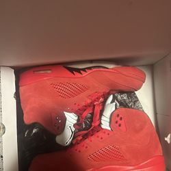 Red suede Jordan 5 Retro
