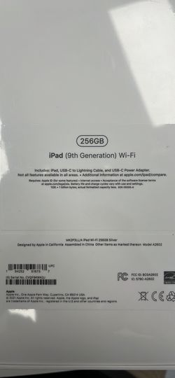 ipad 9th generation 256gb wifi