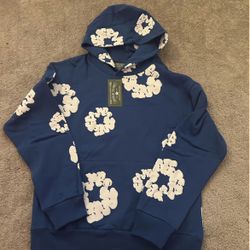 Blue Demin Tear Hoodie 
