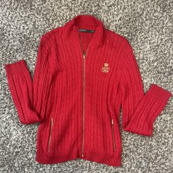 Ralph Lauren Zip Up Knit Sweater Size M