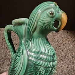 Vintage Mid-Century Ceramic Tang Style Parrot Candle Holder