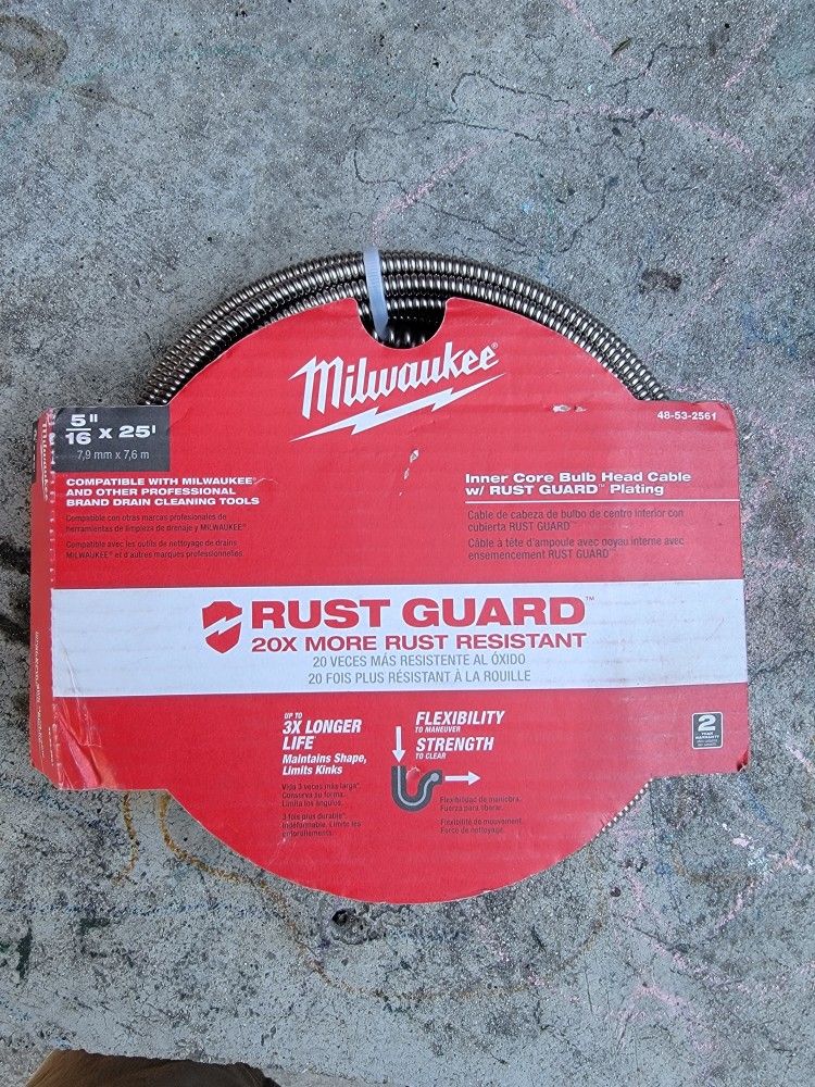 Milwaukee 5/16" X 25 FT Inner Core Bulb Head Cable W/ Rust Guard