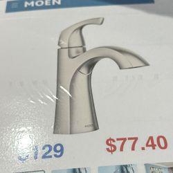 MOEN Lindor Single Hole Single Handle Bathroom Faucet in Brushed Nickel 