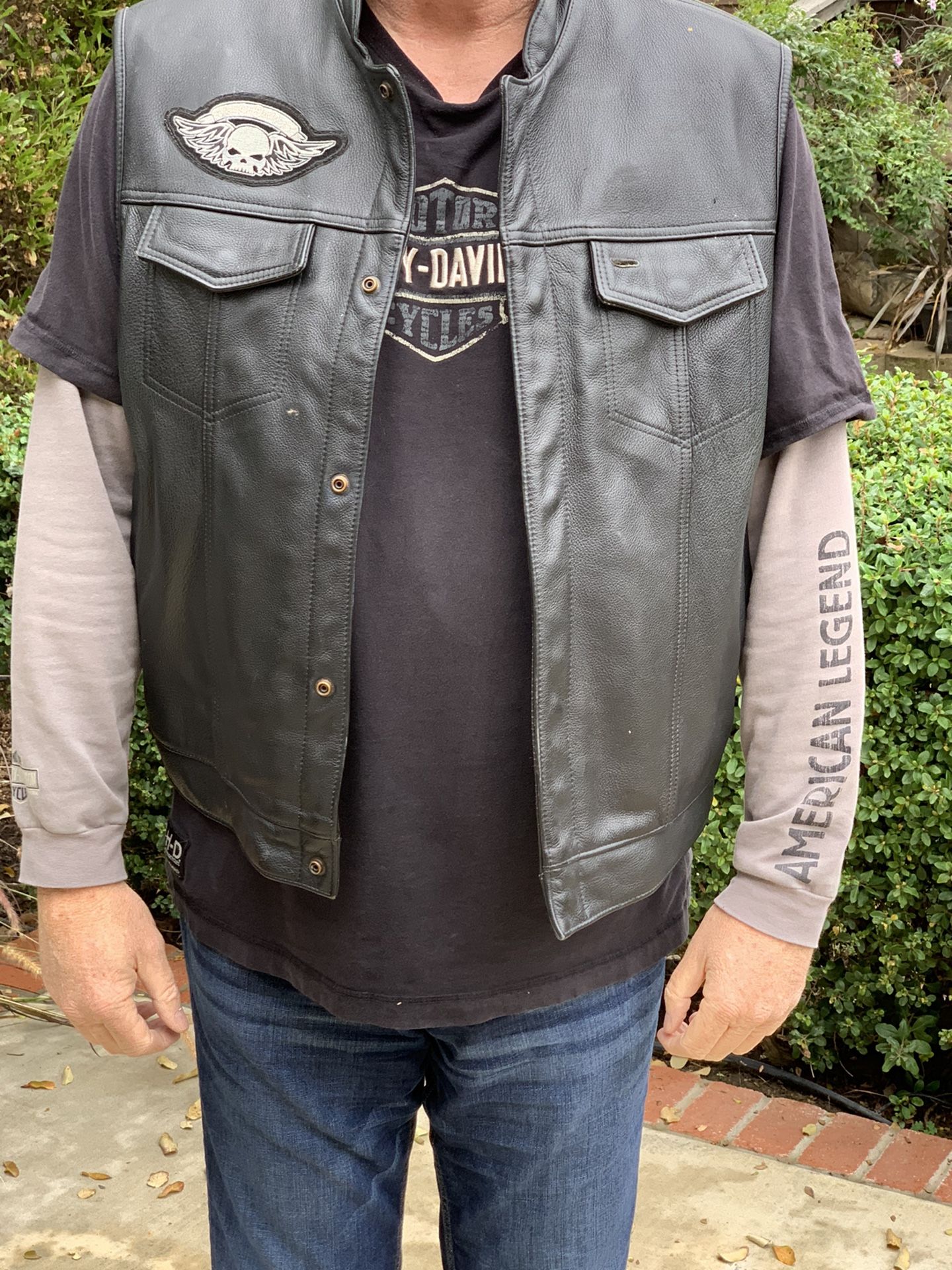 Leather motorcycle vest 3XL