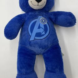 BAB BUILD A BEAR Marvel AVENGERS CAPTAIN AMERICA BEAR 16” BLUE PLUSH With Sound