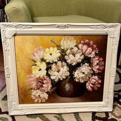 Framed Floral Oil Painting 1973