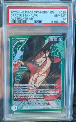 One Piece TCG Dracule Mihawk PSA 10 Leader