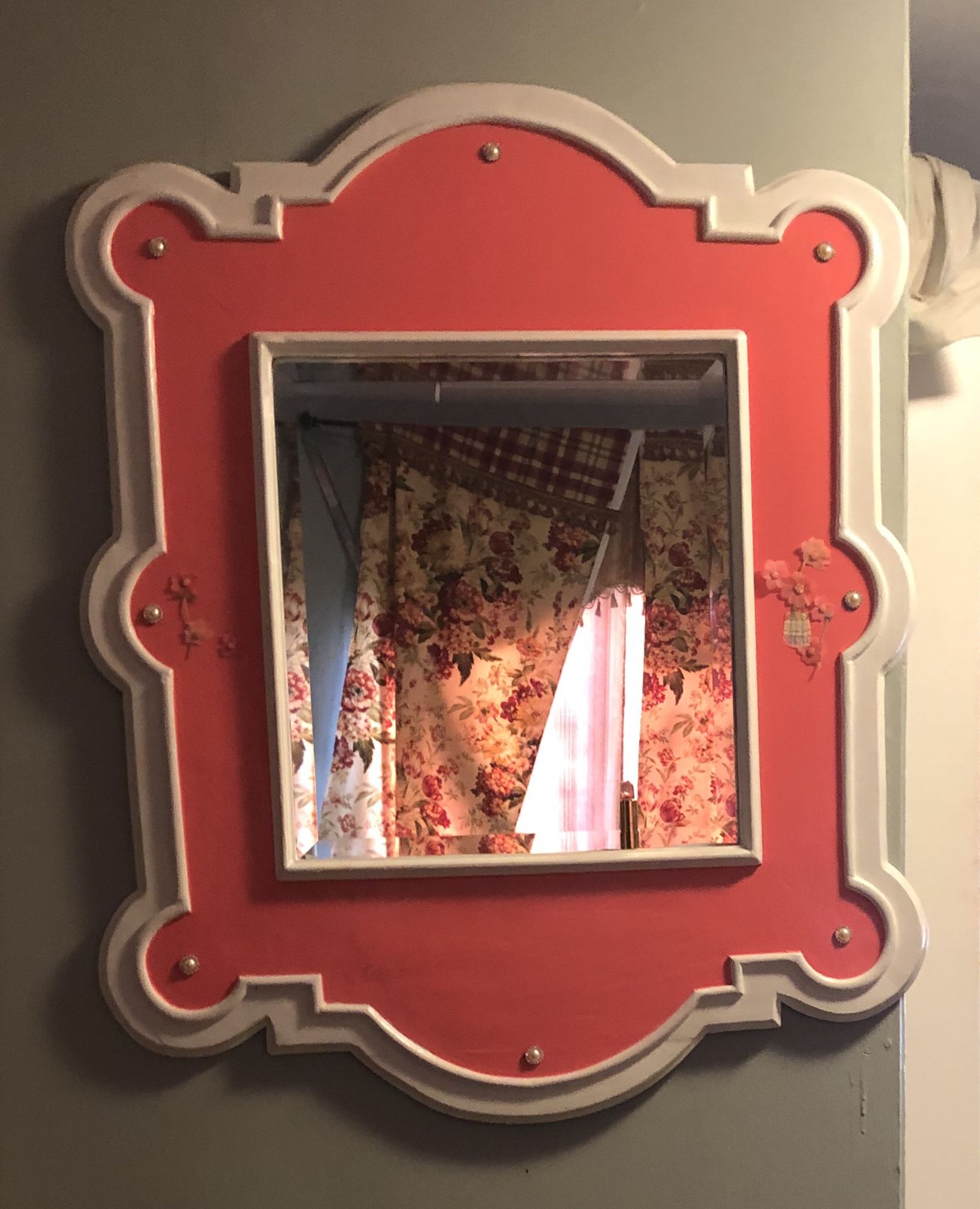 Wooden hand painted mirror