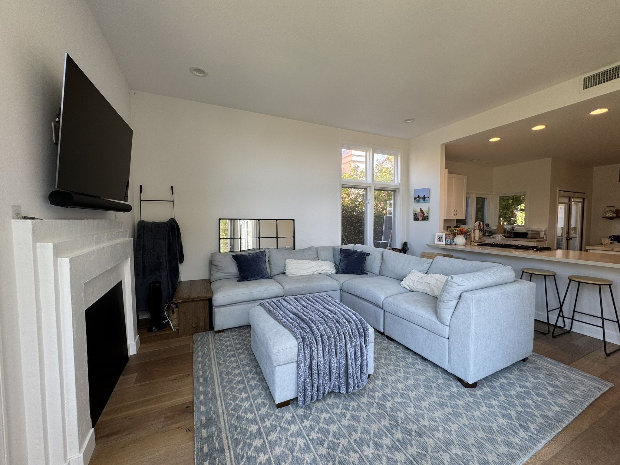 Light Grey Sectional With Ottoman