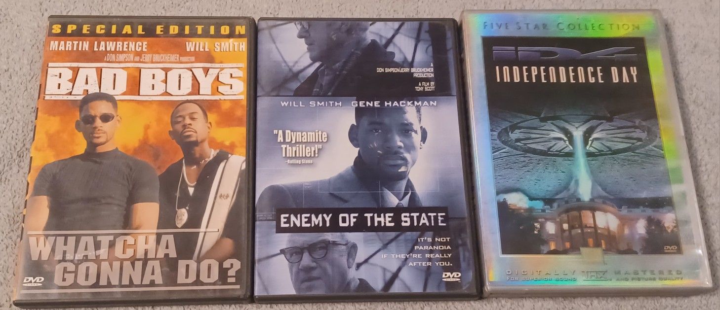 Dvd Movies 3 Show Lot Enemy Of The State Bad Boys Independence Day