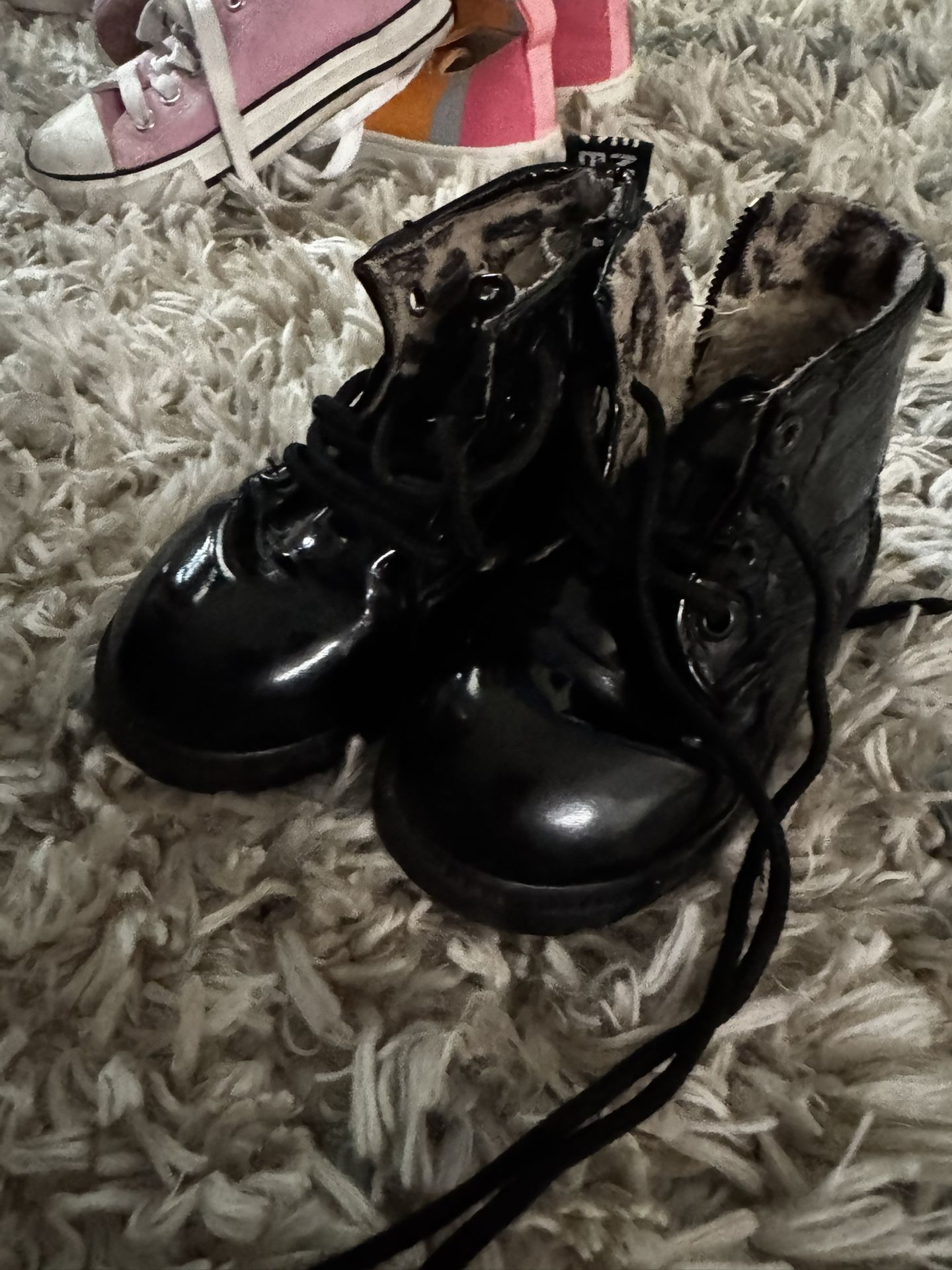 Black Cheetah Leopard Print Boots 5C