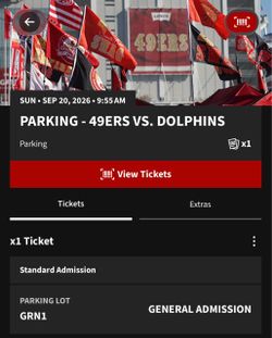 49ers vs Dolphins Tailgate Pass Green Lot