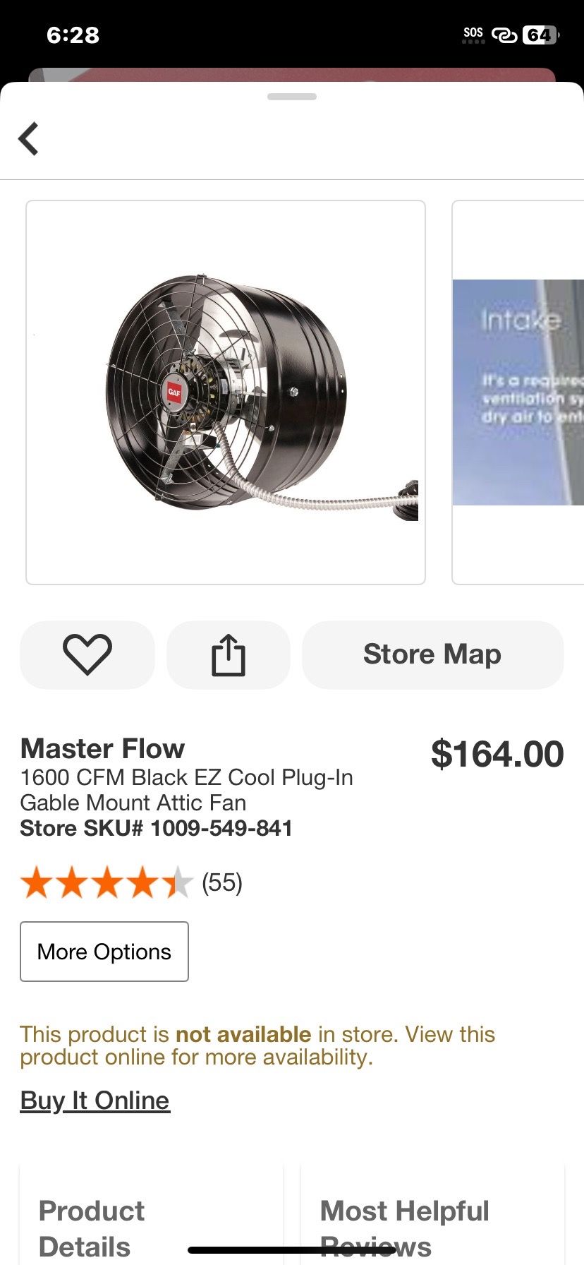 Master Flow 1600 CFM Black EZ Cool Plug-In Gable Mount Attic Fan