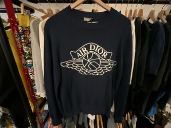 Dior x Air Jordan Wings Sweater Navy Blue Air Dior Logo Cashmere Cotton Designer Knit Size M