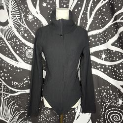 Good American Black Ribbed Bodysuit