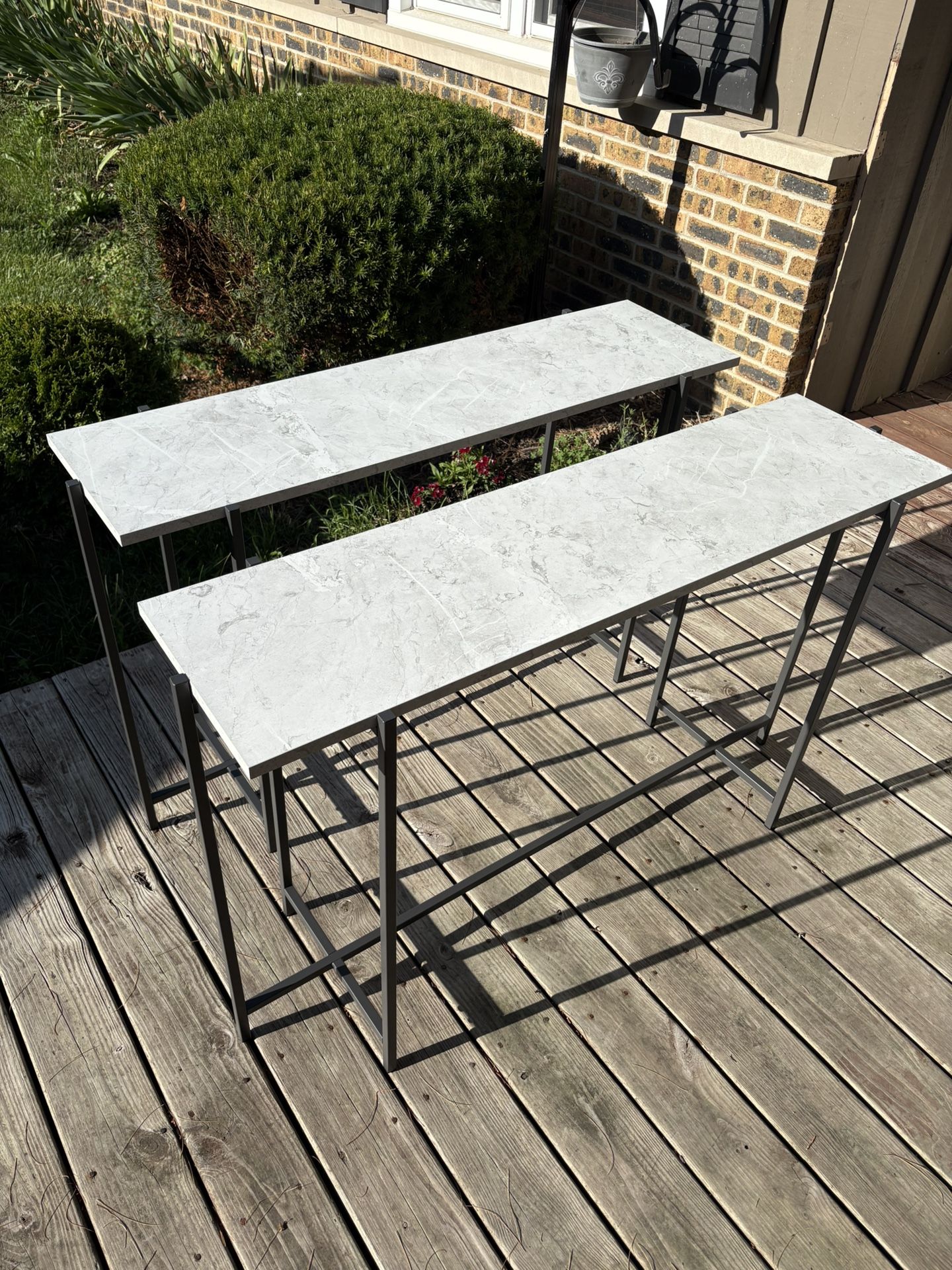 Pair of Austine console tables / marble finish