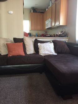 Sectional with leather chair